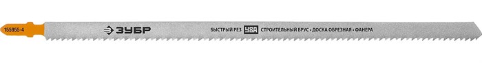 ЗУБР T225B, полотна для эл/лобзика, HCS сталь, по дереву, строит. брус, Т-хвостовик, шаг 3мм, 225мм, 2шт. 13204 - фото 60984