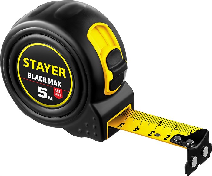 STAYER BlackMax 5м х 25мм, Рулетка с двумя фиксаторами (3410-05-25) 18820 - фото 67238