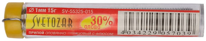 СВЕТОЗАР ПОС 30,1мм 15г трубка с флюсом, туба, Припой (SV-55325-015) 20345 - фото 69711