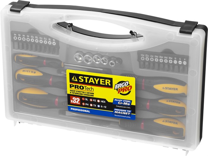 STAYER Max Range Pro 32 предм., Набор отверток с насадками (25134-H18) 23450 - фото 72962