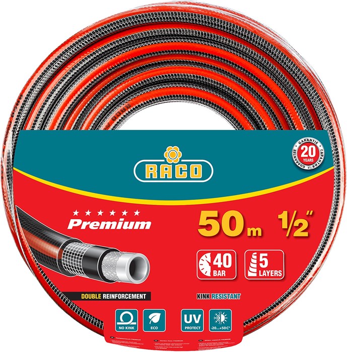 RACO PREMIUM 1/2″ 50 м, 40 атм, пятислойный, усиленный двумя слоями армирования, Поливочный шланг (40300-1/2-50) 25042 - фото 74863