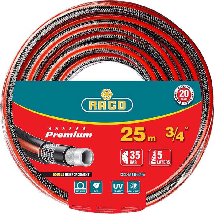 RACO PREMIUM 3/4″ 25 м, 35 атм, пятислойный, усиленный двумя слоями армирования, Поливочный шланг (40300-3/4-25) 25044 - фото 74872