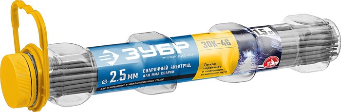 ЗУБР ЗОК-46 (2.5 мм, 1.5 кг) электрод сварочный, рутил-целлюлозное покрытие, Профессионал (40031-2.5) 544790 - фото 82490