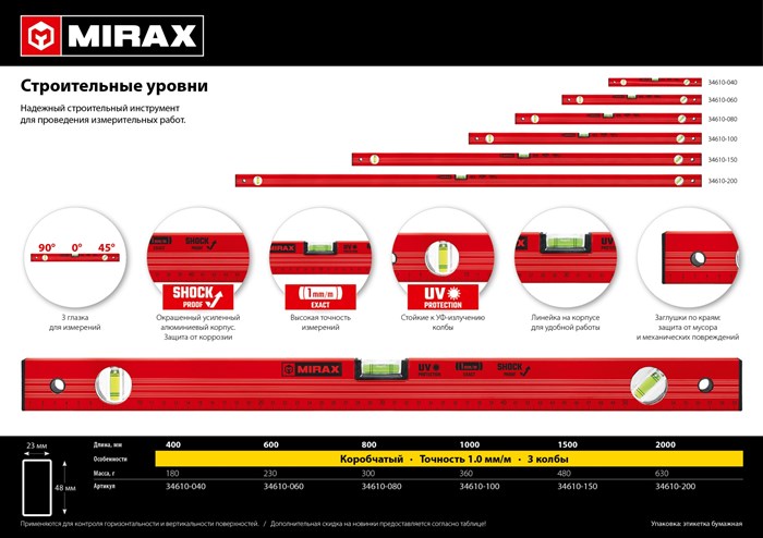 MIRAX 800 мм, Строительный уровень (34610-080) 1597578 - фото 83359