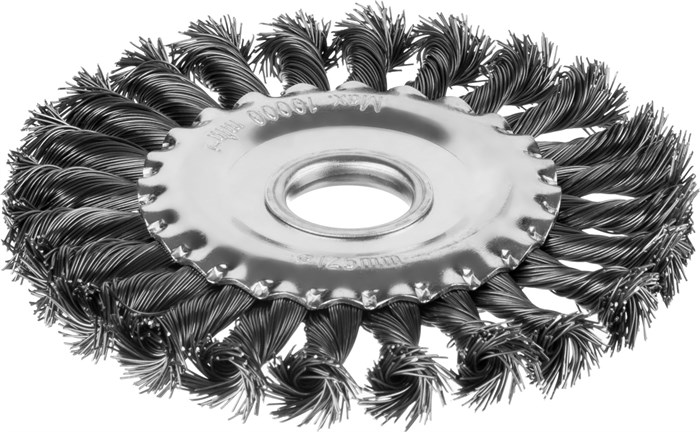 Щетка дисковая для УШМ, жгутированная стальная проволока 0,5 мм, d=125 мм, MIRAX 35140-125 2153350 - фото 83937