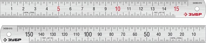 ЗУБР Про-15, длина 0,15 м, Усиленная нержавеющая линейка (34280-015) 17031094 - фото 93085