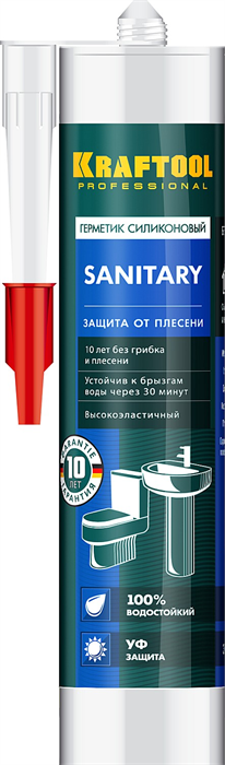 KRAFTOOL Sanitary 300 мл белый, Санитарный силиконовый герметик (41255-0) 30761 - фото 94014