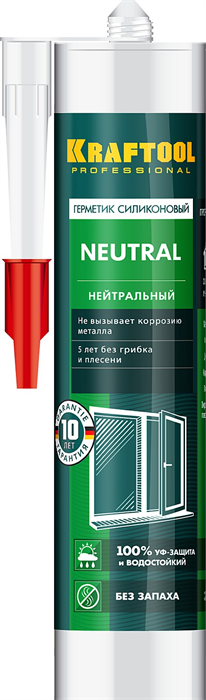 KRAFTOOL Neutral 300 мл прозрачный, Нейтральный силиконовый герметик (41257-2) 30766 - фото 94019