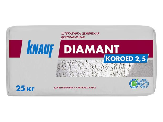 Штукатурка декоративная Кнауф  Diamant короед 2,5 мм, 25 кг 42145 - фото 94619