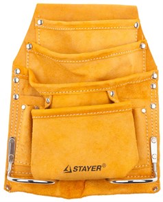 STAYER кожаная, 8 карманов, 2 скобы, поясная сумка для инструментов (38505) 31227