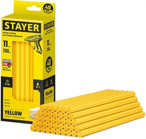 STAYER Yellow жёлтые 11х200 мм 40 шт., Клеевые стержни (2-06821-Y-S40) 30848