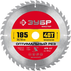 ЗУБР Оптимальный рез 185 x 20/16мм 40Т, диск пильный по дереву 15908472