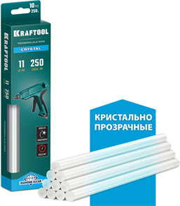 KRAFTOOL Cristal 11х250 мм 10 шт., Кристально клеевые стержни прозрачные (06846-10) 9053698