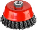 Щетка-крацовка чашечная для УШМ, двухрядная, жгутированная стальная проволока 0,5 мм, d=100 мм, MIRAX 35104-100-2 2153335